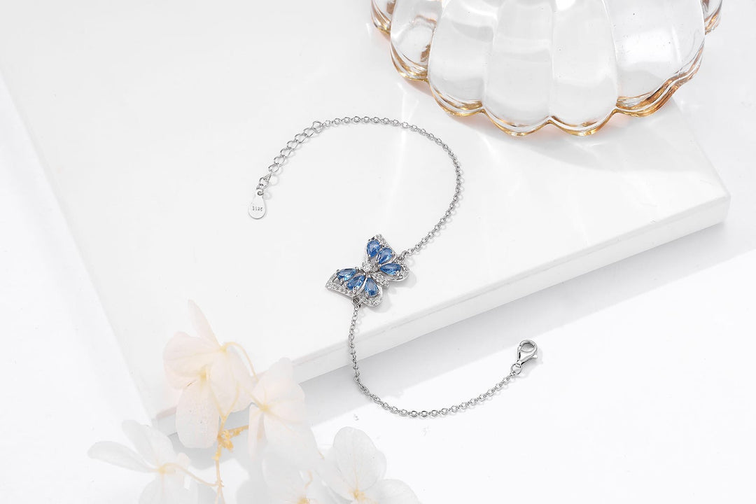 Adorable Blue Butterfly 925 Sterling Silver Bracelet