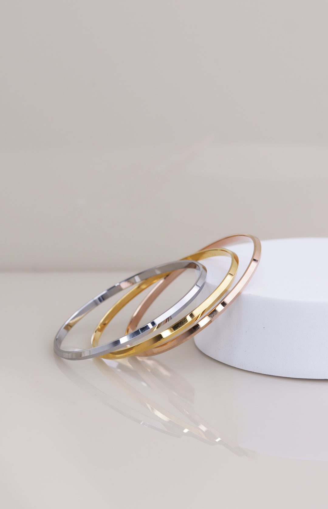 Triple Tone 925 Sterling Silver Bangles