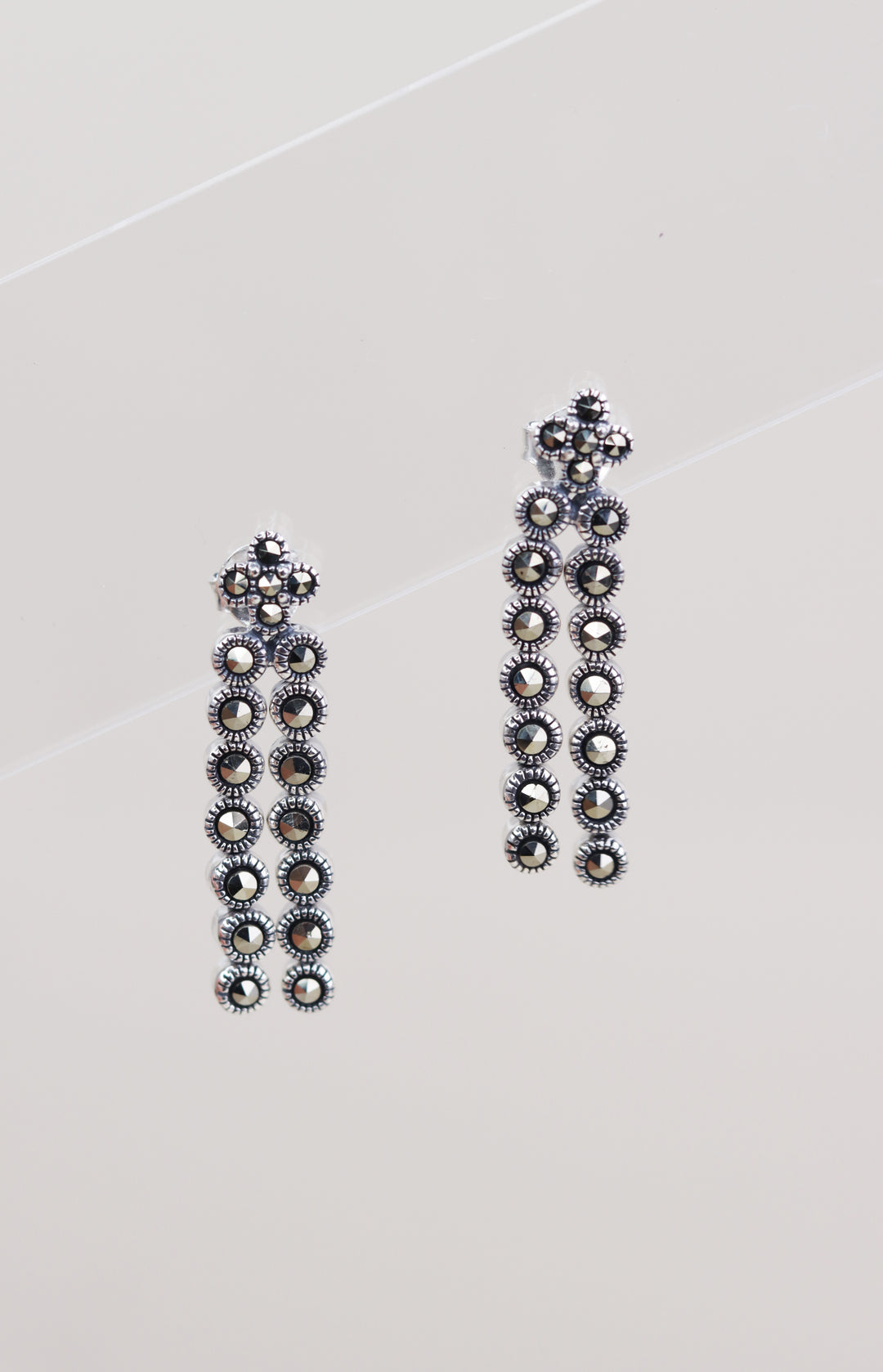 Intricate Marcasite 925 Sterling Silver Earrings