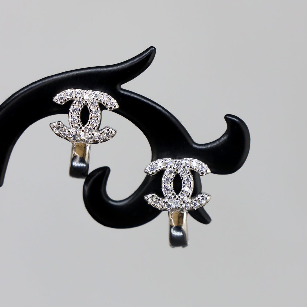 Cute 925 Sterling Silver Chanel Logo Women Earrings