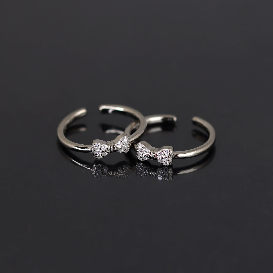 Cute 925 Sterling Silver Bow-shaped Women Toe Ring