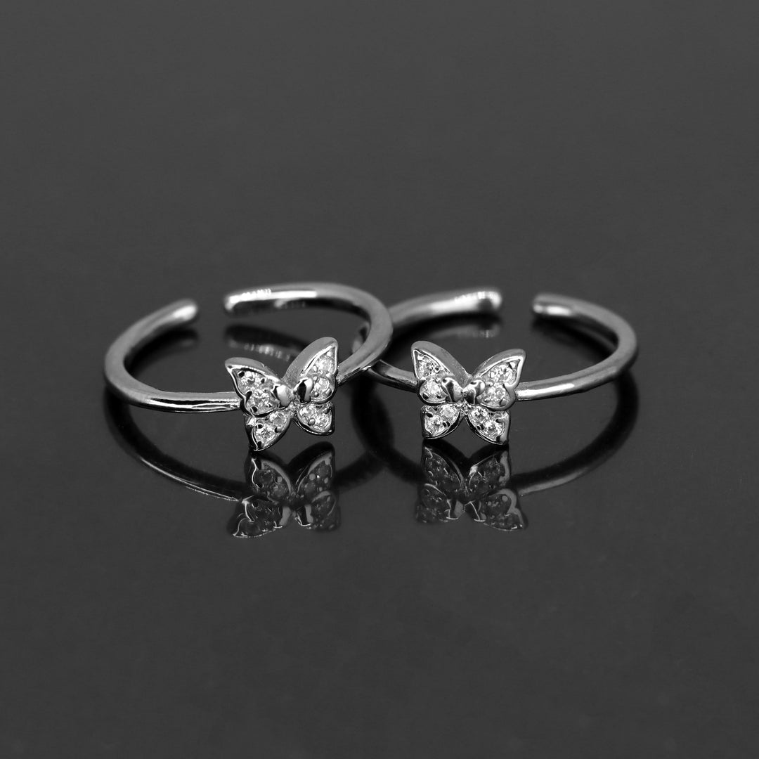 Cute 925 Sterling Silver Women Butterfly Toe Ring