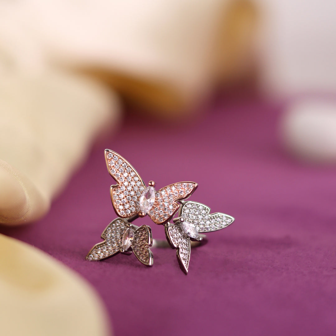 Whimsical 925 Sterling Silver Women Butterfly Ring