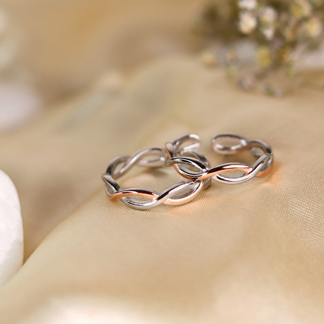 Knuckle Dual-Tone 925 Sterling Silver Women Toe Ring