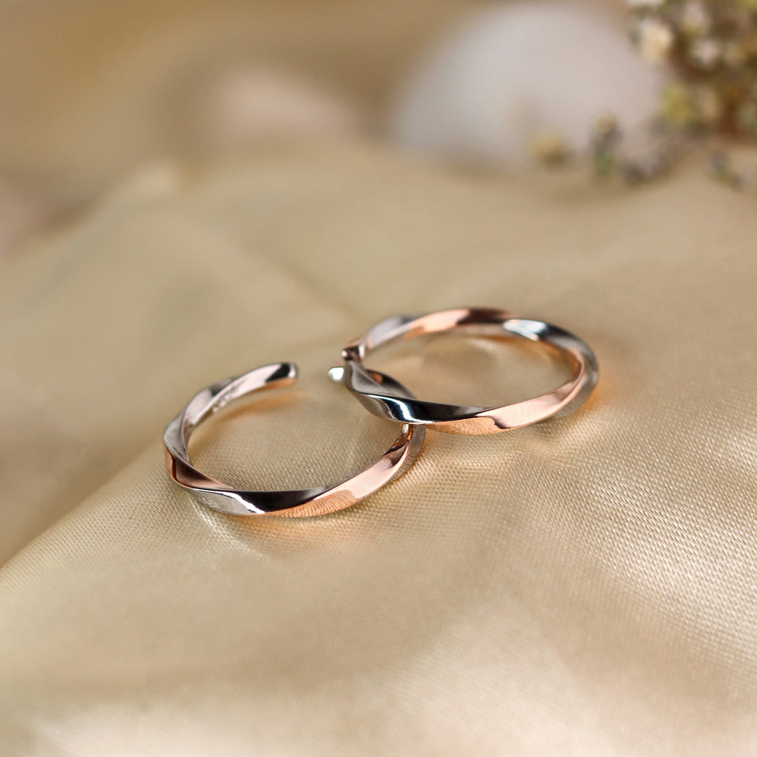 Twisted Knuckle Dual-Tone 925 Sterling Silver Women Toe Ring