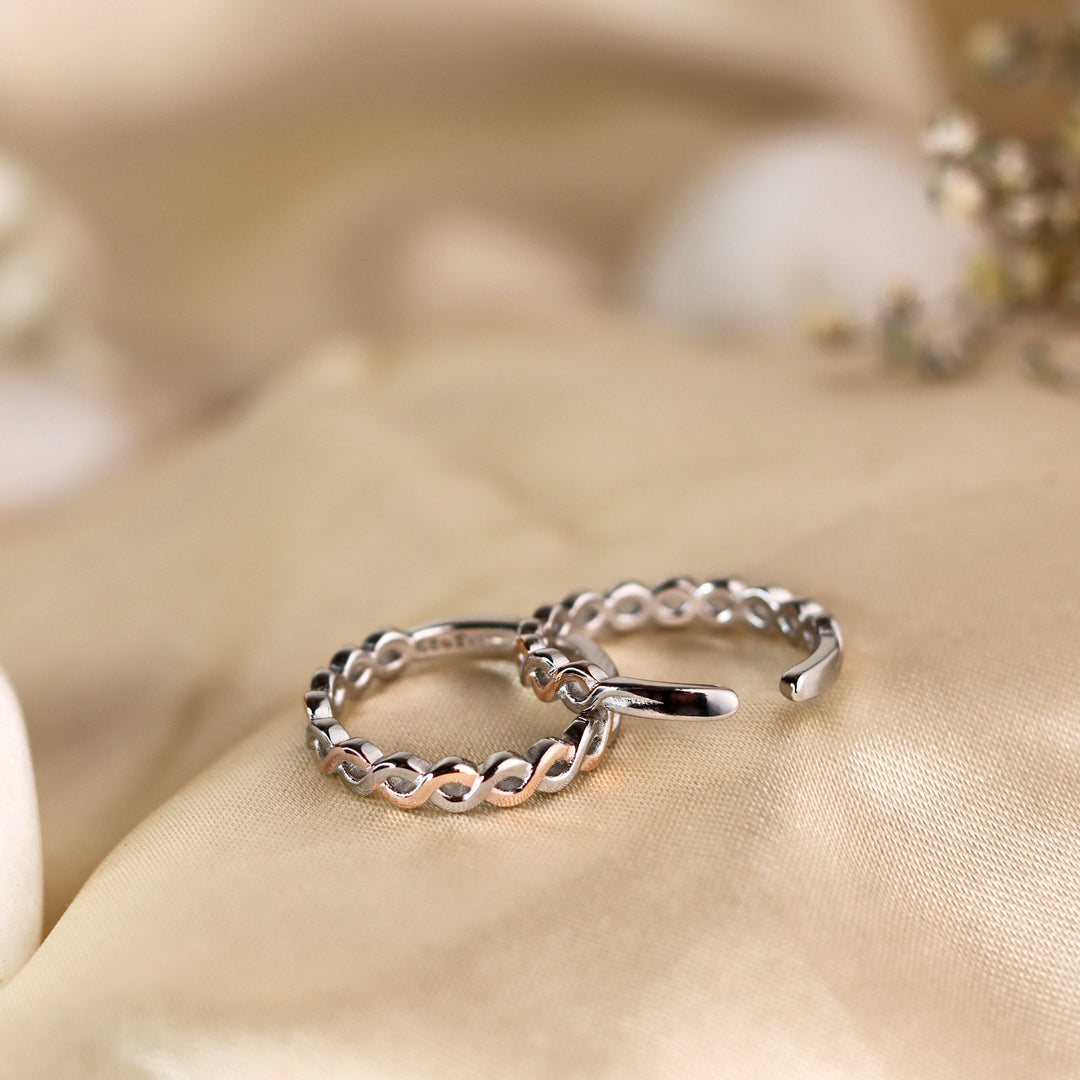 Braided Knuckle Dual-Tone 925 Sterling Silver Women Toe Ring