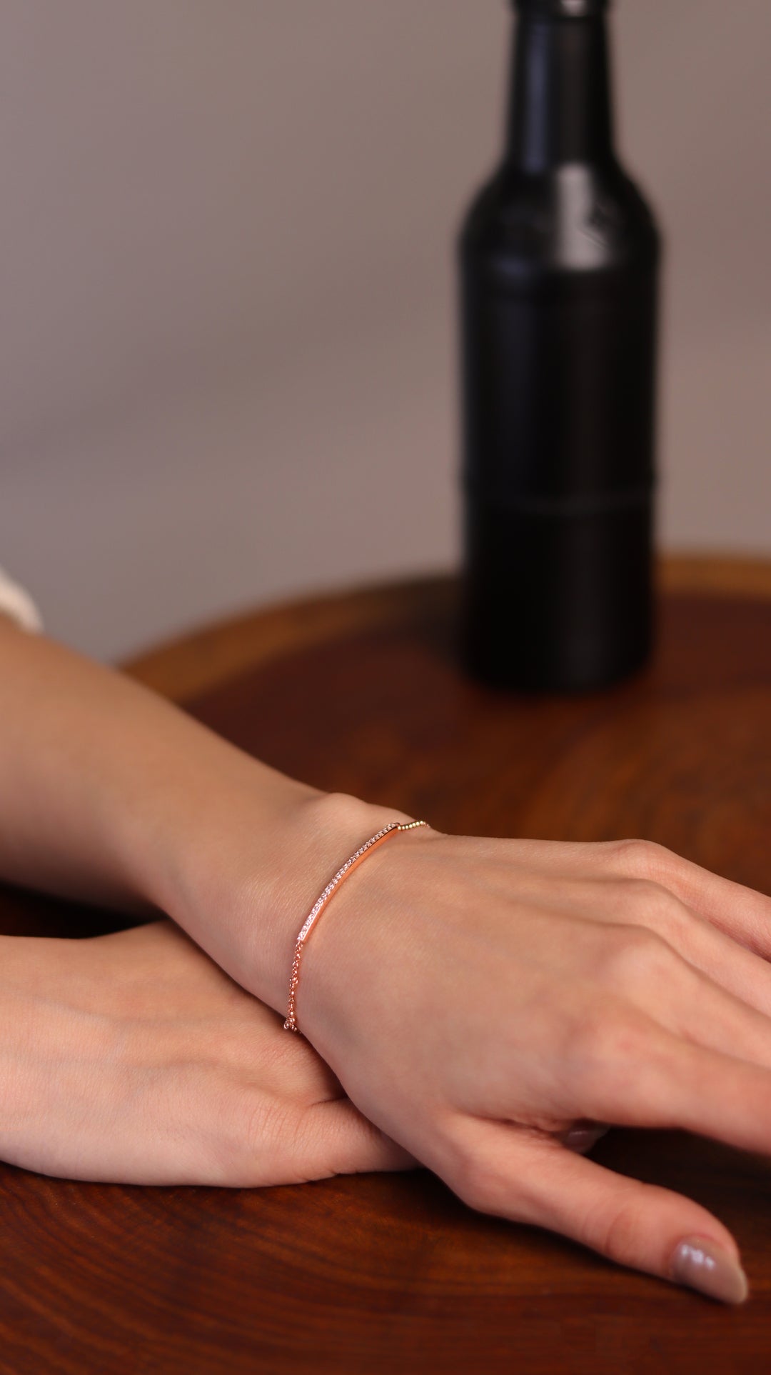 Sleek 925 Sterling Silver Rose Gold Adjustable Bracelet