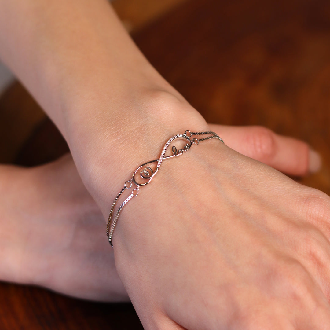 Infinity Love Box Chain 925 Sterling Silver Bracelet