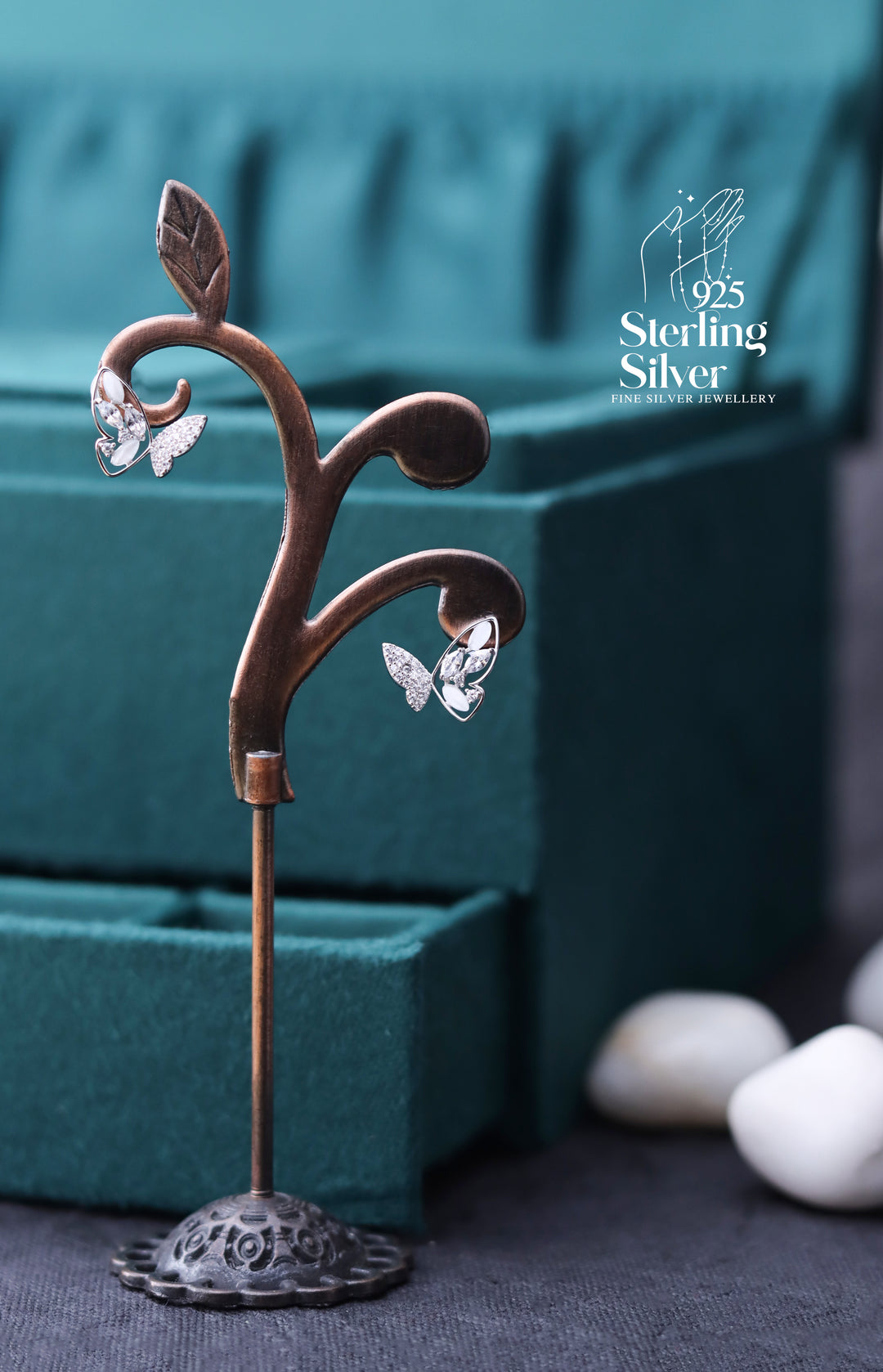 Fluttering Butterfly 925 Sterling Silver Stud Earrings