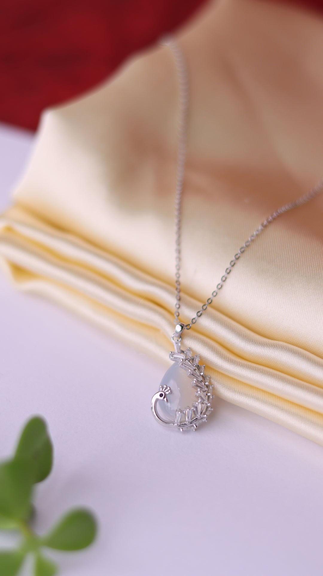 Exquisite Peacock on Opal 925 Sterling Silver Chain Pendant