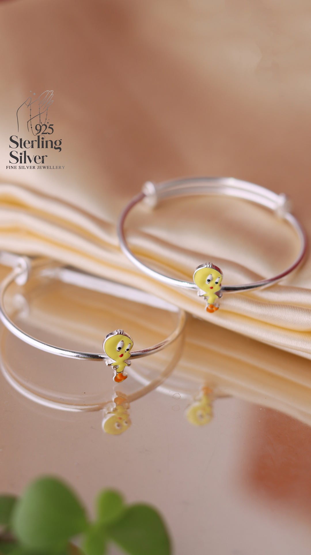 Tweety 925 Sterling Silver Kada for Kids