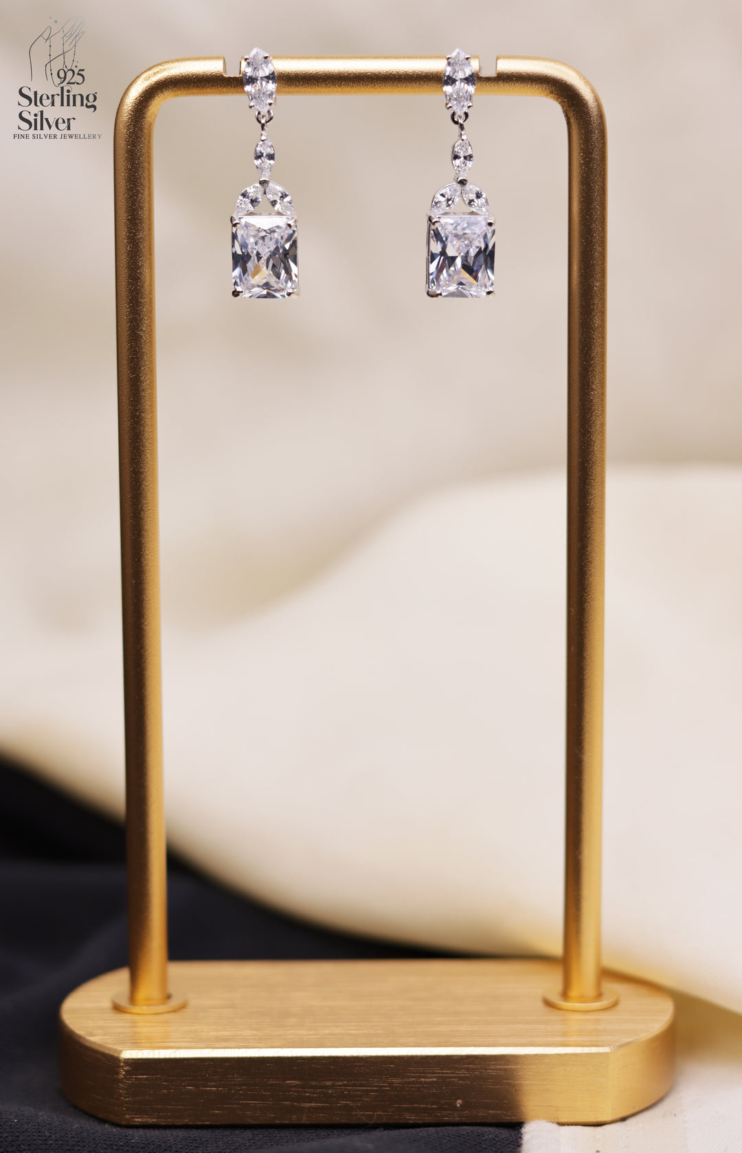 Princess Solitaire 925 Sterling Silver Earrings