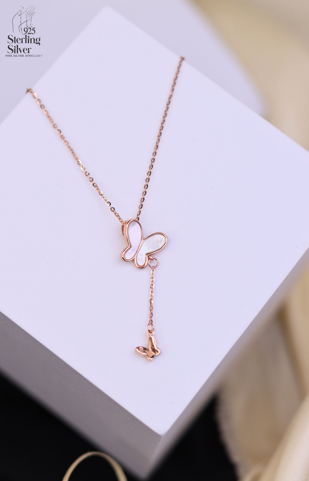 Whimsical Butterflies 925 Sterling Silver Chain Pendant