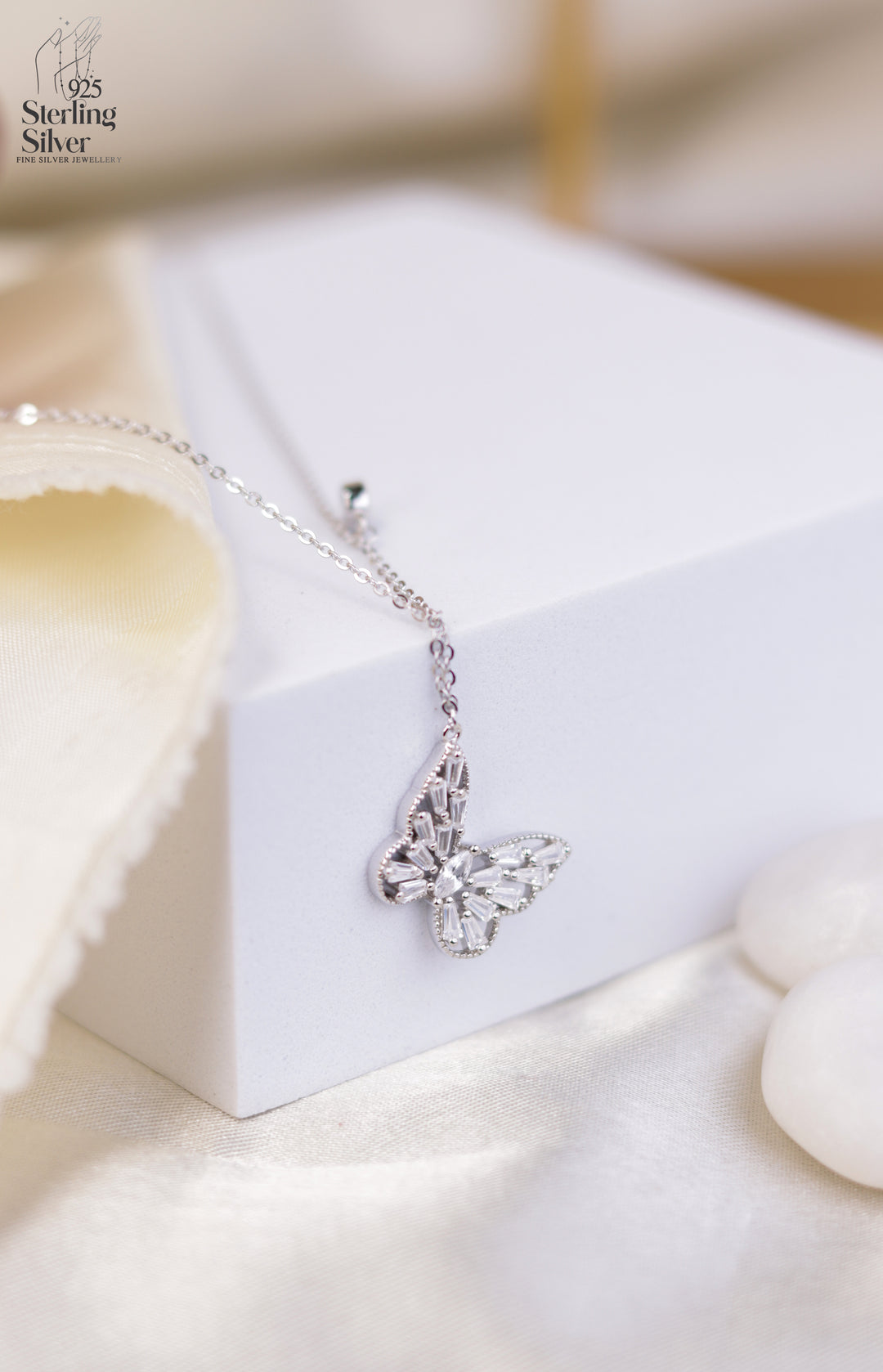 Butterfly 925 Sterling Silver Chain Pendant