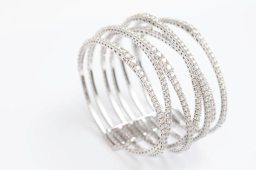 Silver Bangles with Diamond Designs: Timeless Elegance