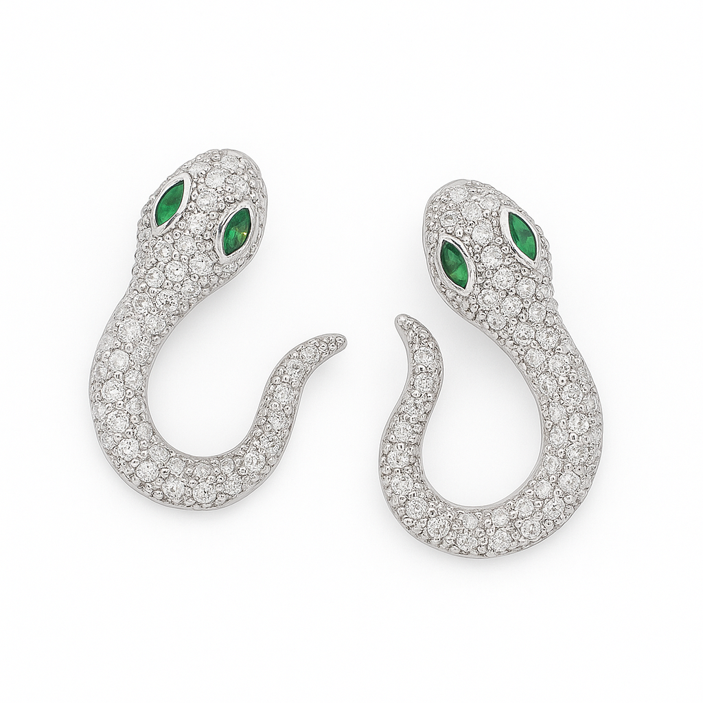 Serpentine 925 Sterling Silver Snake Earrings