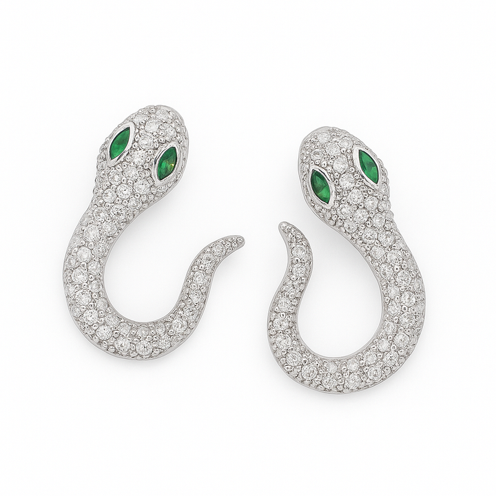Serpentine 925 Sterling Silver Snake Earrings