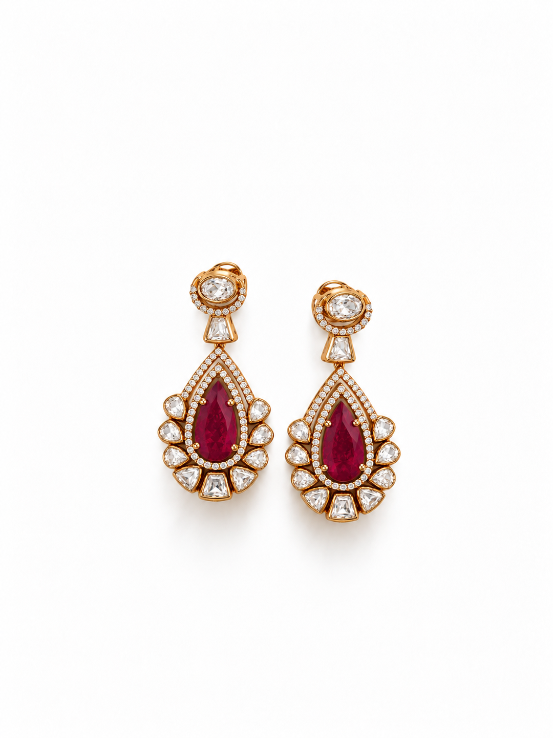 Ruby Kundan 925 Sterling Silver Necklace Set