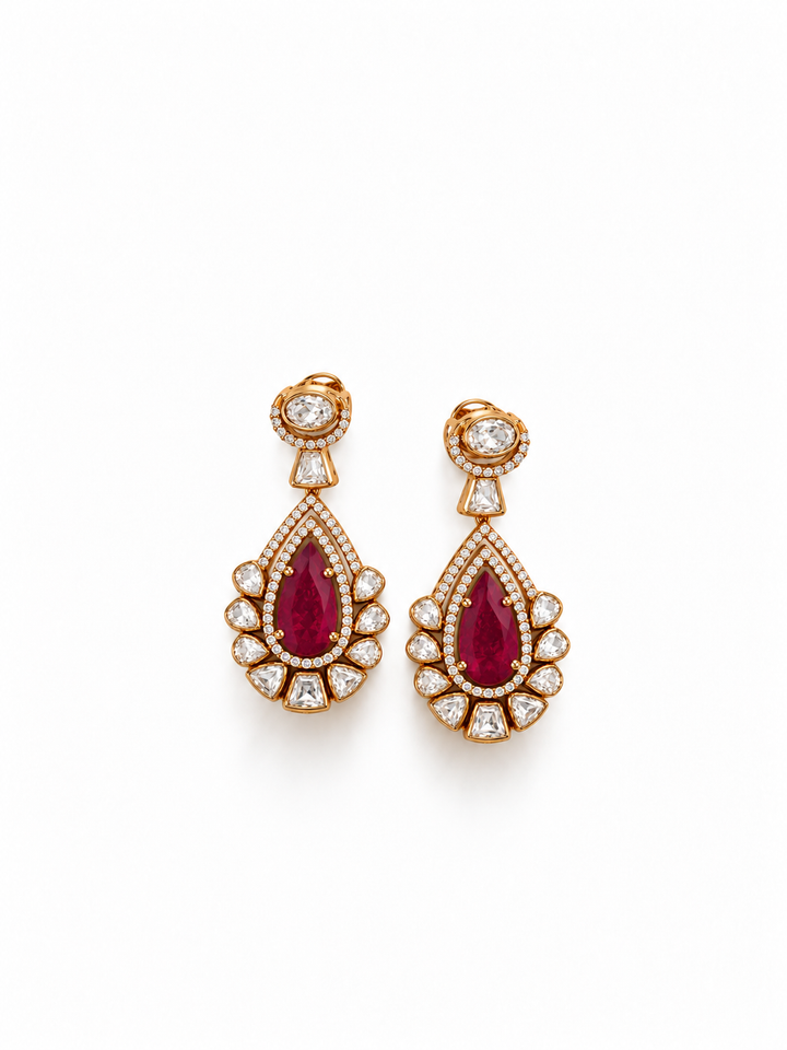 Ruby Kundan 925 Sterling Silver Necklace Set