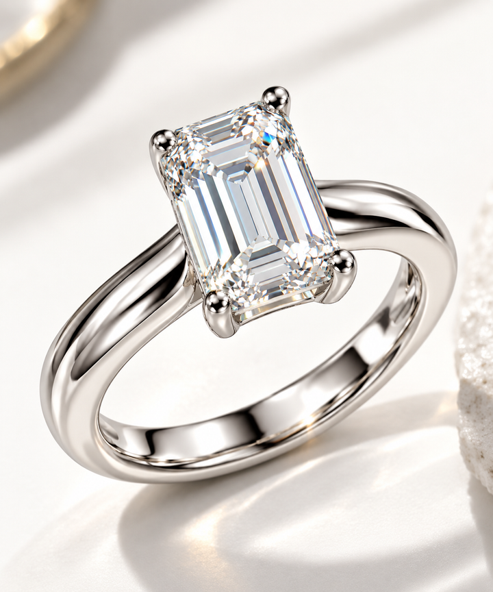 Statement Emerald Diamond 925 Silver Ring