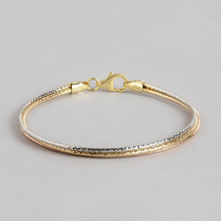 Eternal Harmony Triple-Tone Layered Chain 925 Sterling Silver Bracelet