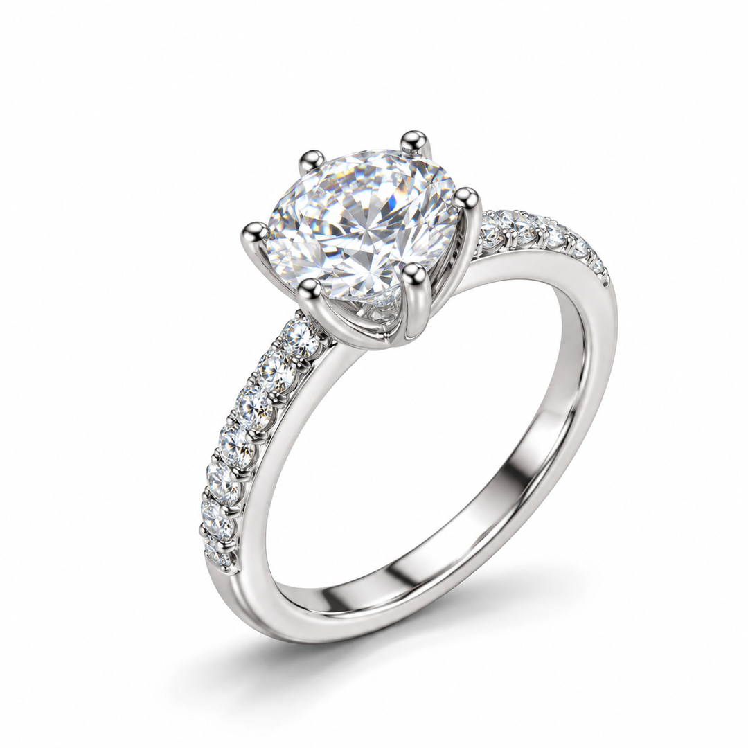 Round Diamond 925 Sterling Silver Ring
