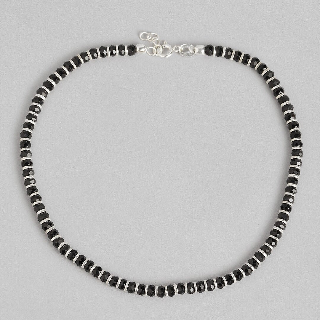 Black Beads 925 Sterling Silver Nazariya Anklet