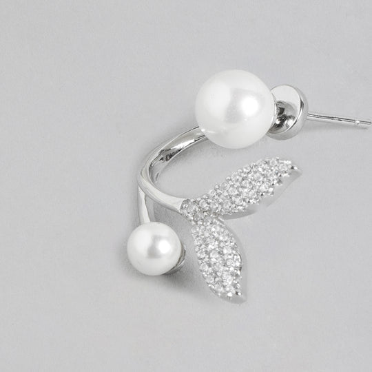 Classy Pearl 925 Sterling Silver Rose Gold Earrings