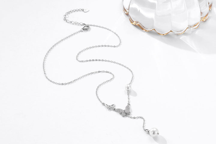 Pearl Butterfly 925 Sterling Silver Chain Pendant