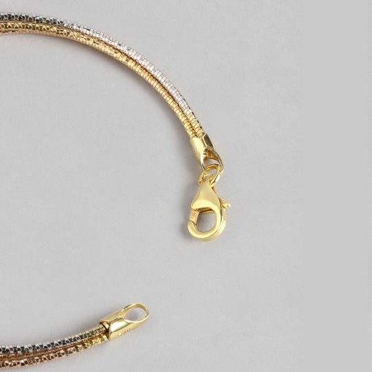 Eternal Harmony Triple-Tone Layered Chain 925 Sterling Silver Bracelet