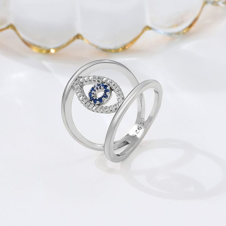 Evil Eye 925 Sterling Silver Women Cross Ring