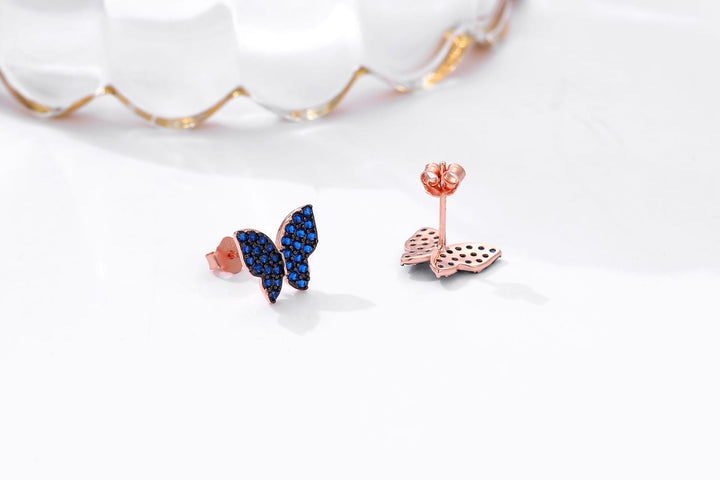 Rose Gold Butterfly 925 Sterling Silver Women Earrings