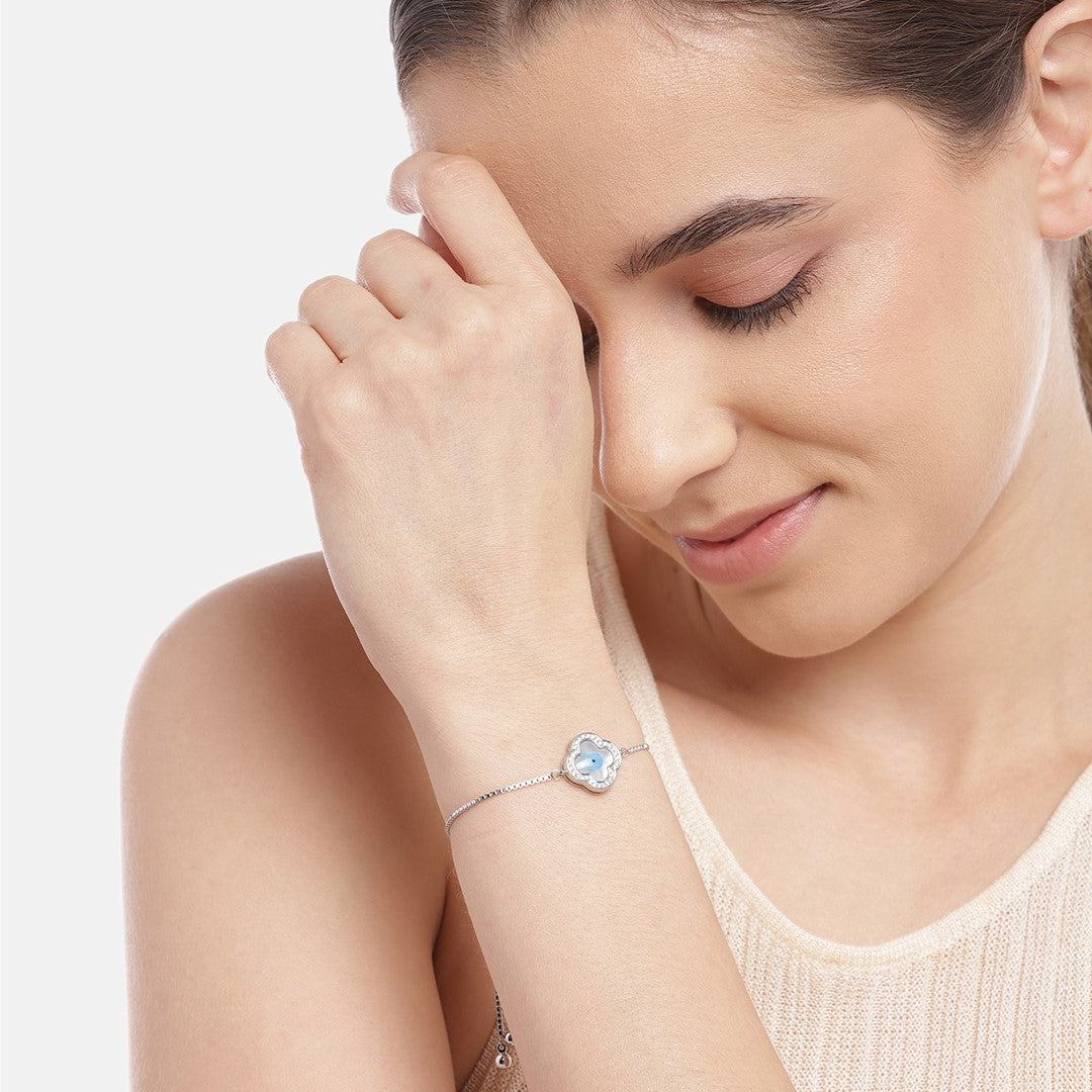 Evil Eye Adjustable 925 Sterling Silver Bracelet