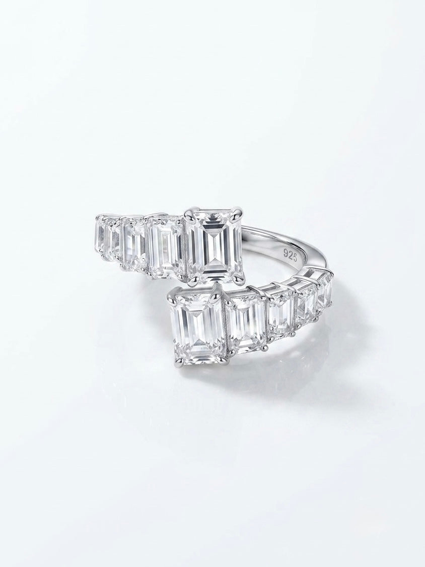 Swap Emerald Diamond 925 Sterling Silver Ring