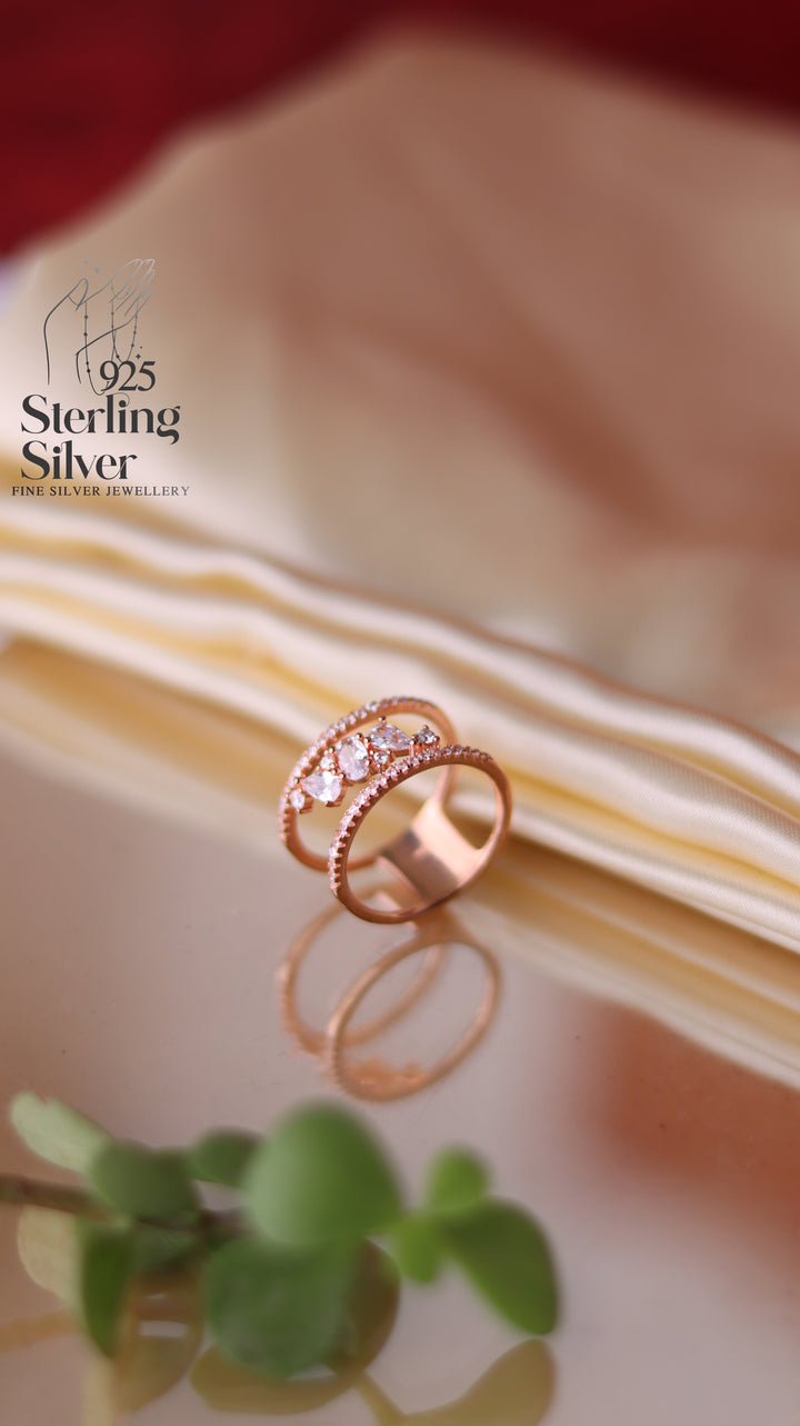 Dual Band Style 925 Sterling Silver Women Ring