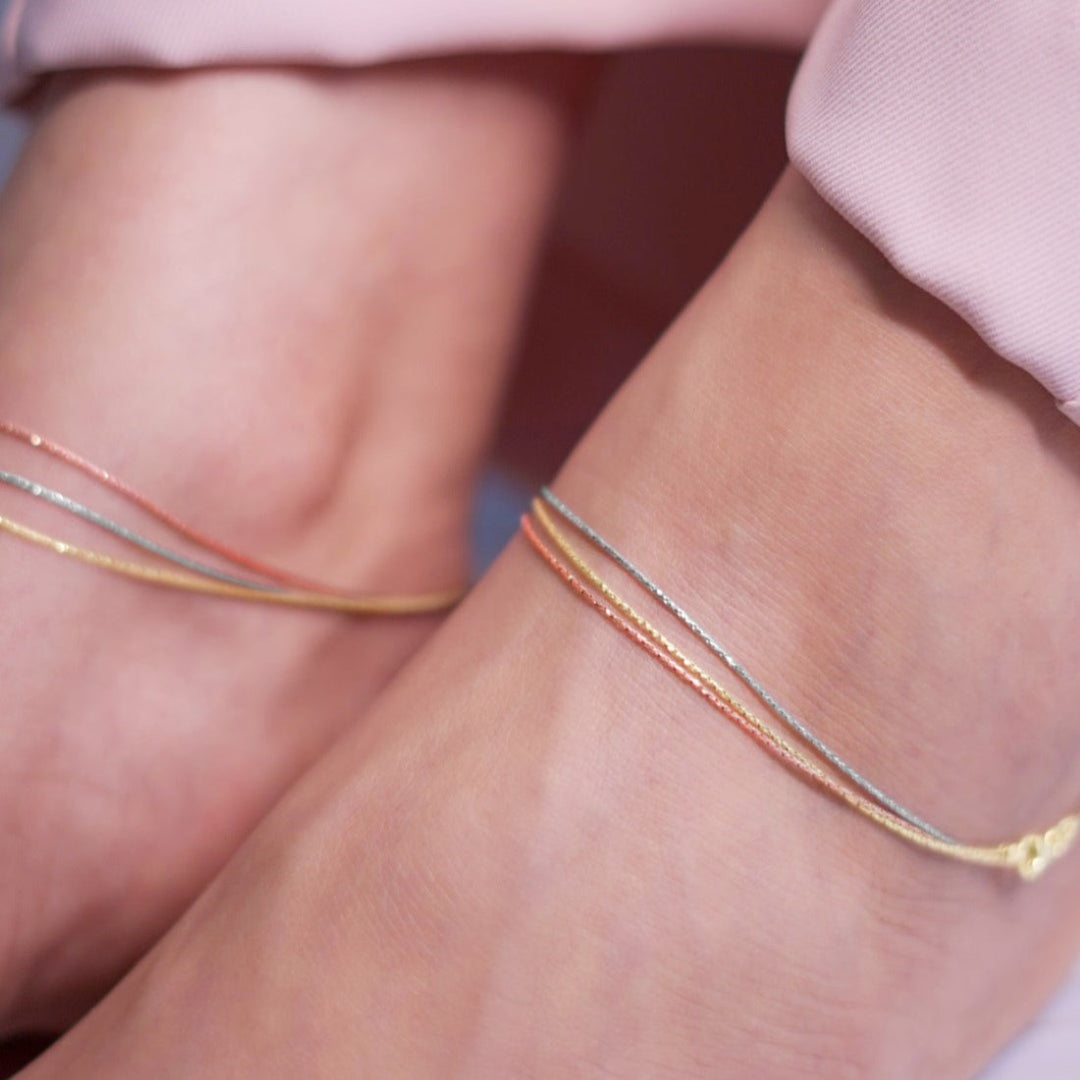 Eternal Layered Dual Tone 925 Sterling Silver Anklet