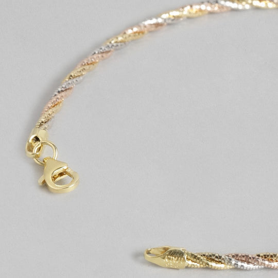 Hasli Style Braided Triple Tone 925 Sterling Silver Anklet