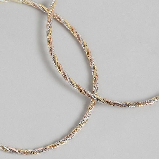 Hasli Style Braided Triple Tone 925 Sterling Silver Anklet