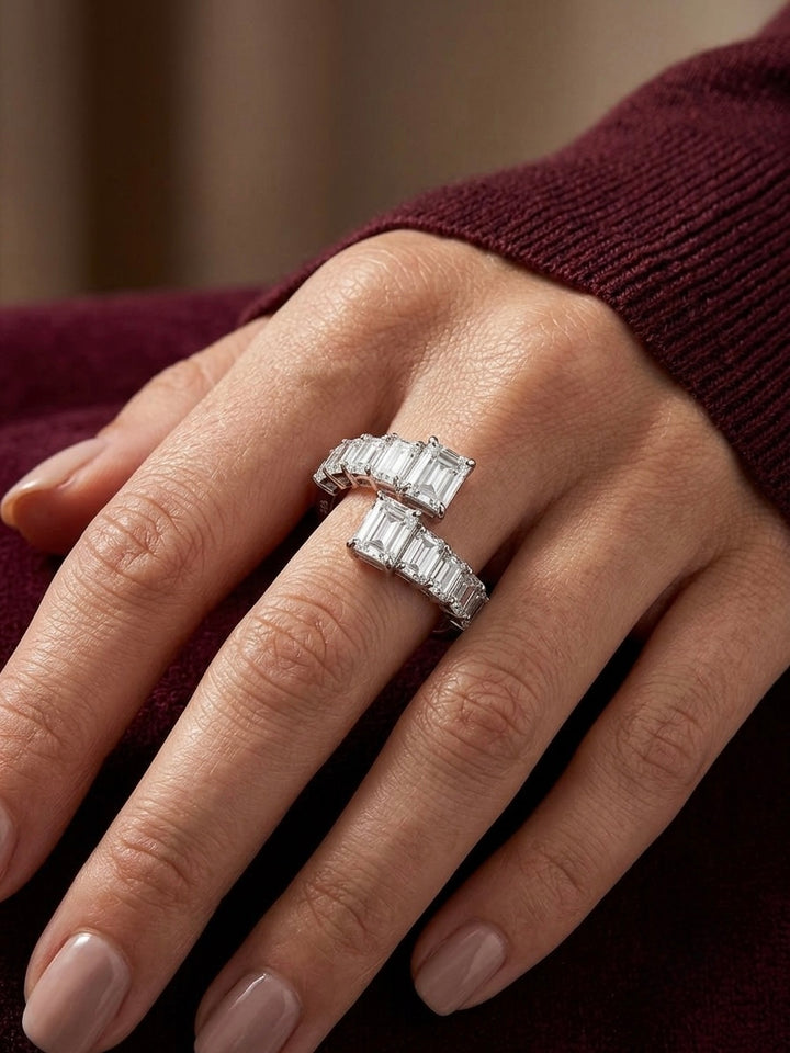 Swap Emerald Diamond 925 Sterling Silver Ring