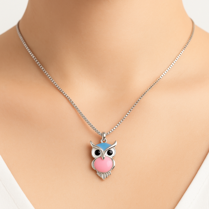 Baby Owl 925 Sterling Silver Chain Pendant