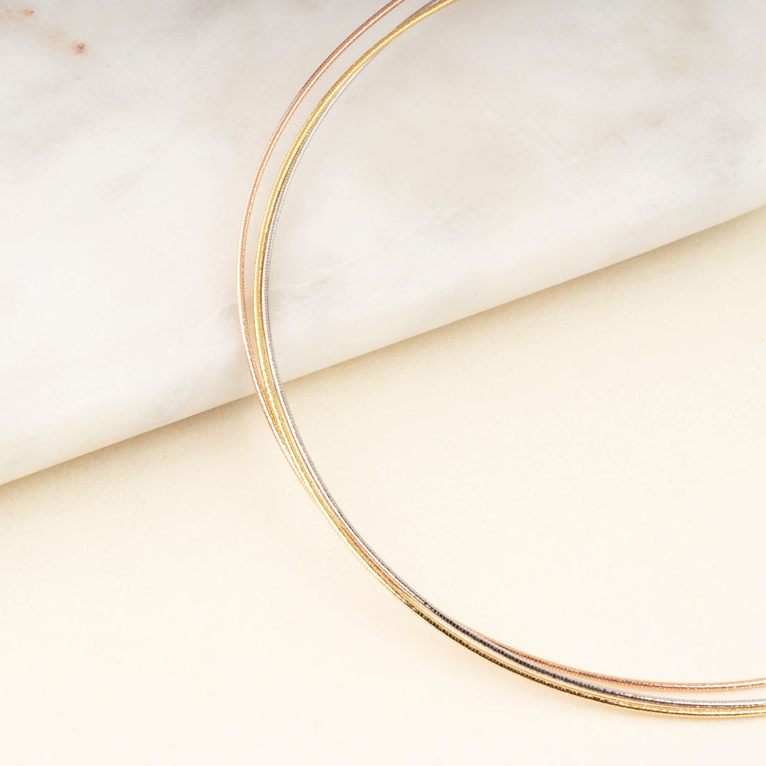 Triple Tone Layered 925 Sterling Silver Italian Chain