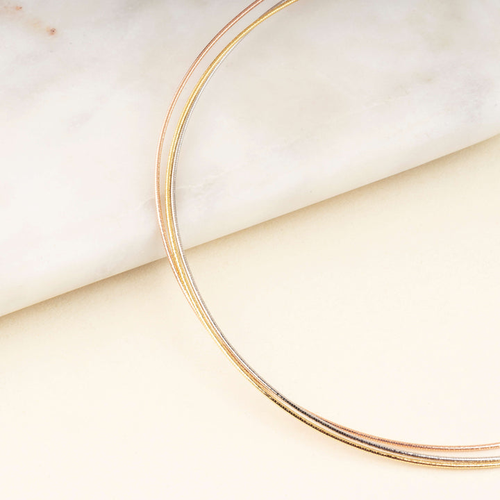 Triple Tone Layered 925 Sterling Silver Italian Chain