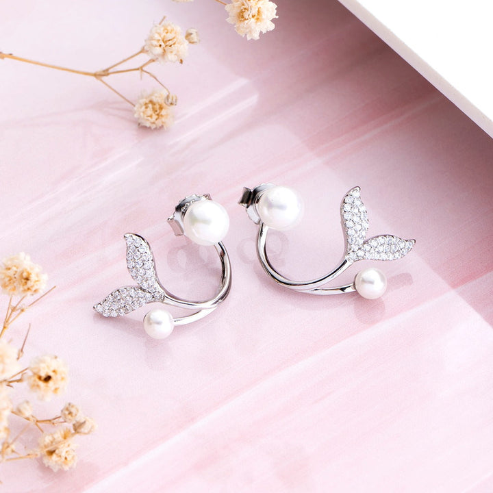 Classy Pearl 925 Sterling Silver Rose Gold Earrings