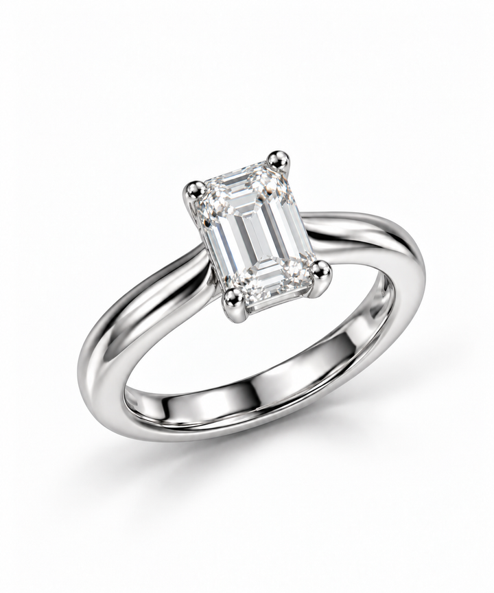 Statement Emerald Diamond 925 Silver Ring