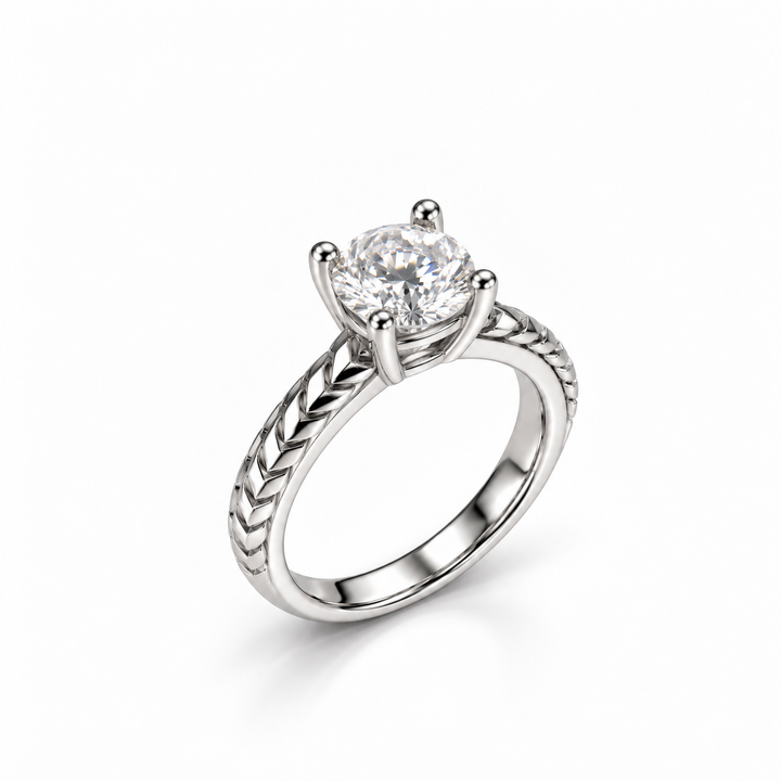 Elegance Round Diamond 925 Silver Braided Ring
