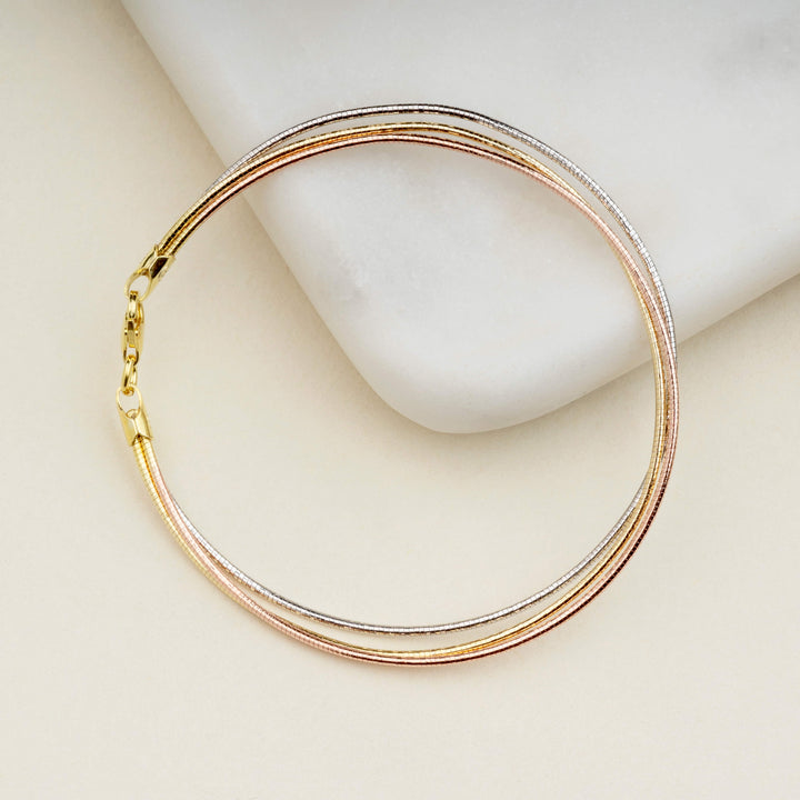 Harmony Triple-Tone Layered 925 Sterling Silver Bracelet