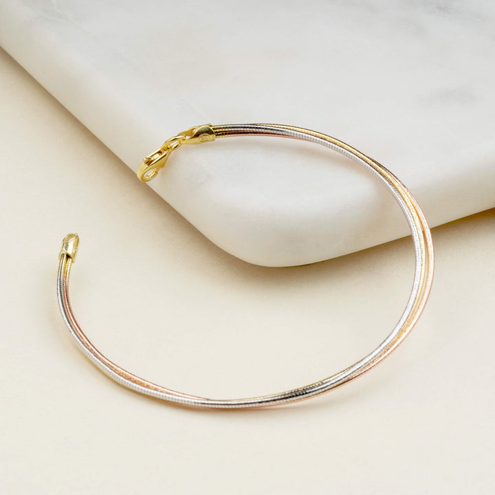Harmony Triple-Tone Layered 925 Sterling Silver Bracelet