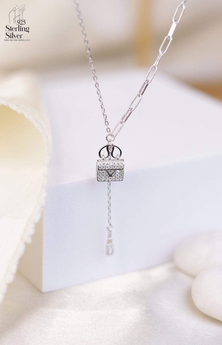 Cute Sling Bag 925 Sterling Silver Chain Pendant