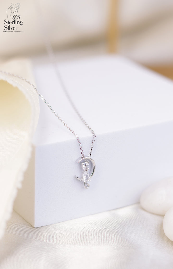 Meow Cat 925 Sterling Silver Chain Pendant