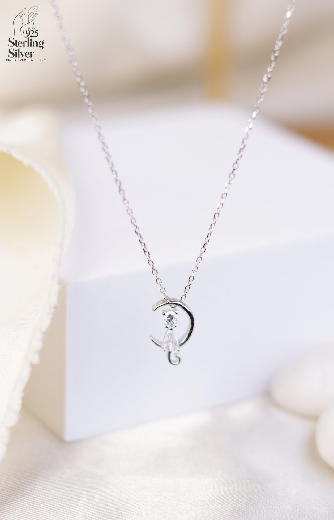 Meow Cat 925 Sterling Silver Chain Pendant